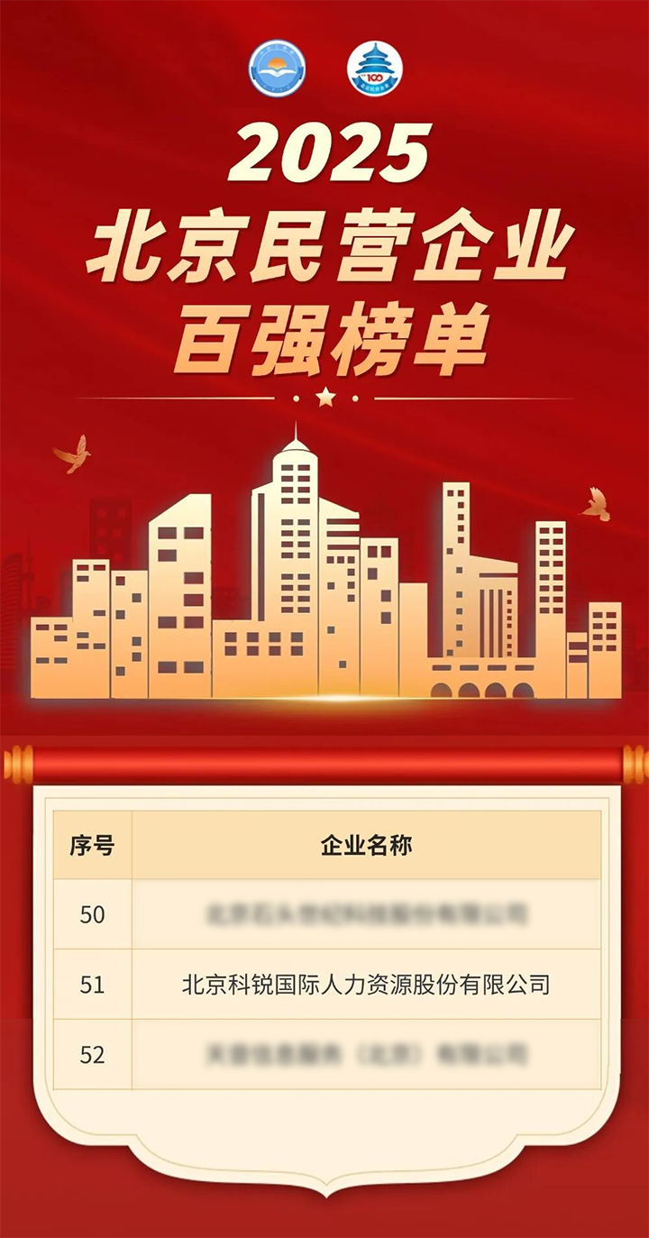 人力资源公司PA真人国际国际荣登北京市工商联发布的2025北京民营企业百强榜单